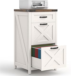 Halitaa 3 Drawer Small File Cabinet, Farmhouse Vertical Filing Cabinet Fits Letter/A4 Size...