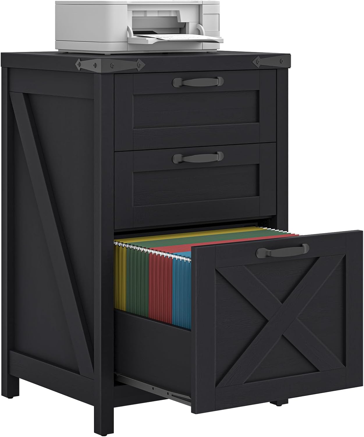 Halitaa 3 Drawer Small File Cabinet, Farmhouse Vertical Filing Cabinet Fits Letter and A4...
