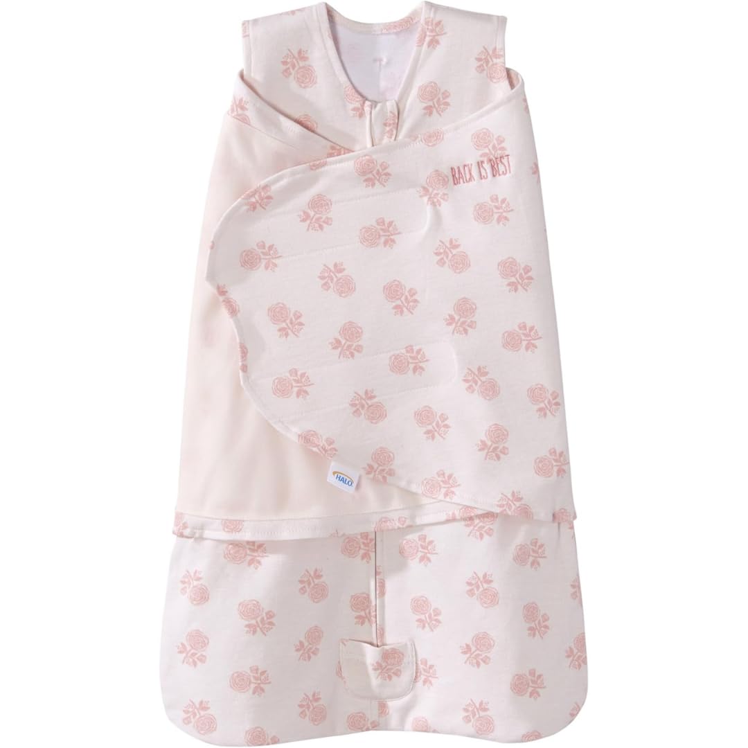 HALO 100% Cotton Sleepsack Swaddle, 3-Way Adjustable Wearable Blanket, TOG 1.5, Watercolor...