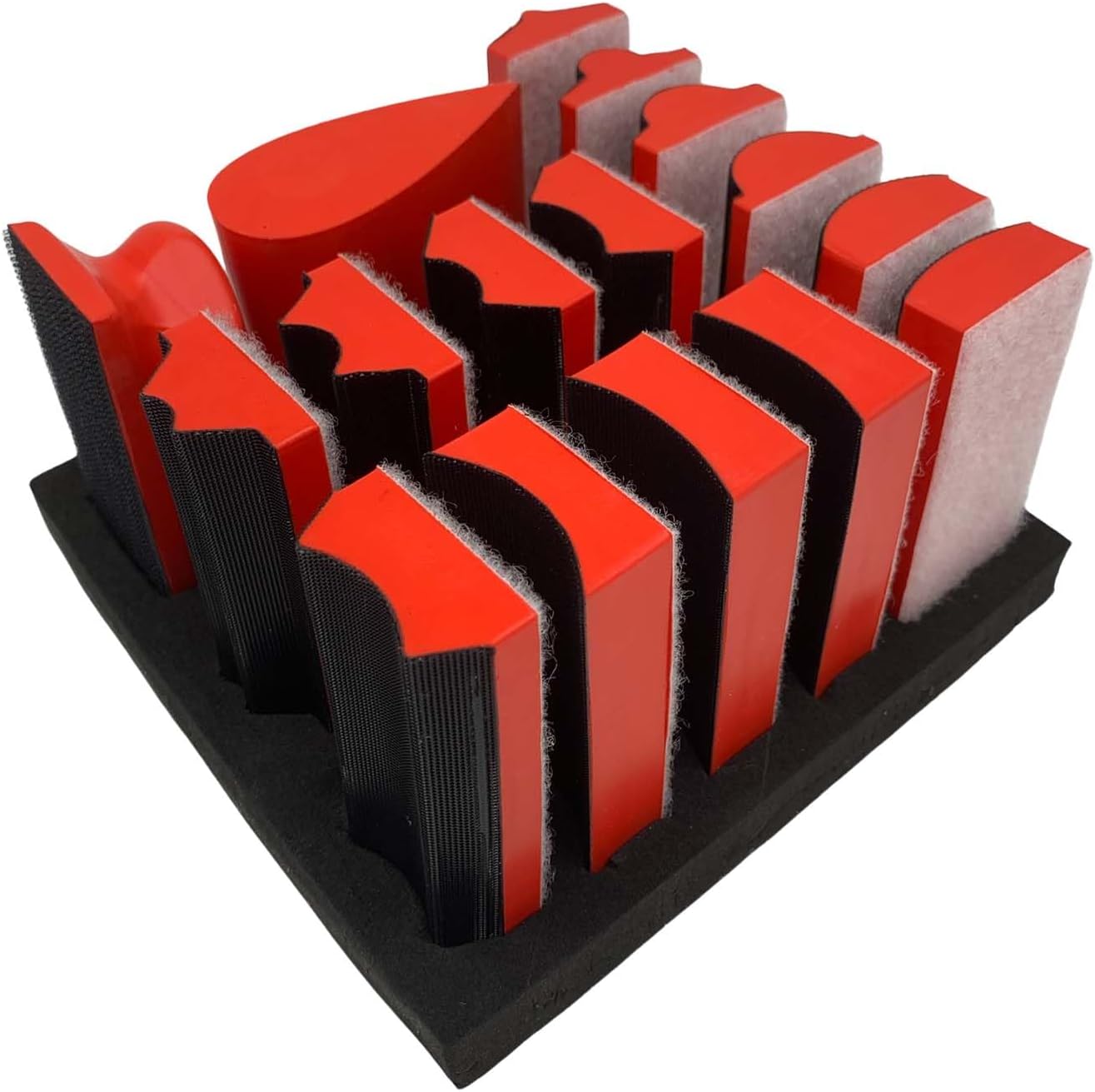Hand Sanding Block Set of 16,Interchangeable Assorted Contoured Profile Sanding Pad Kit,Hook...