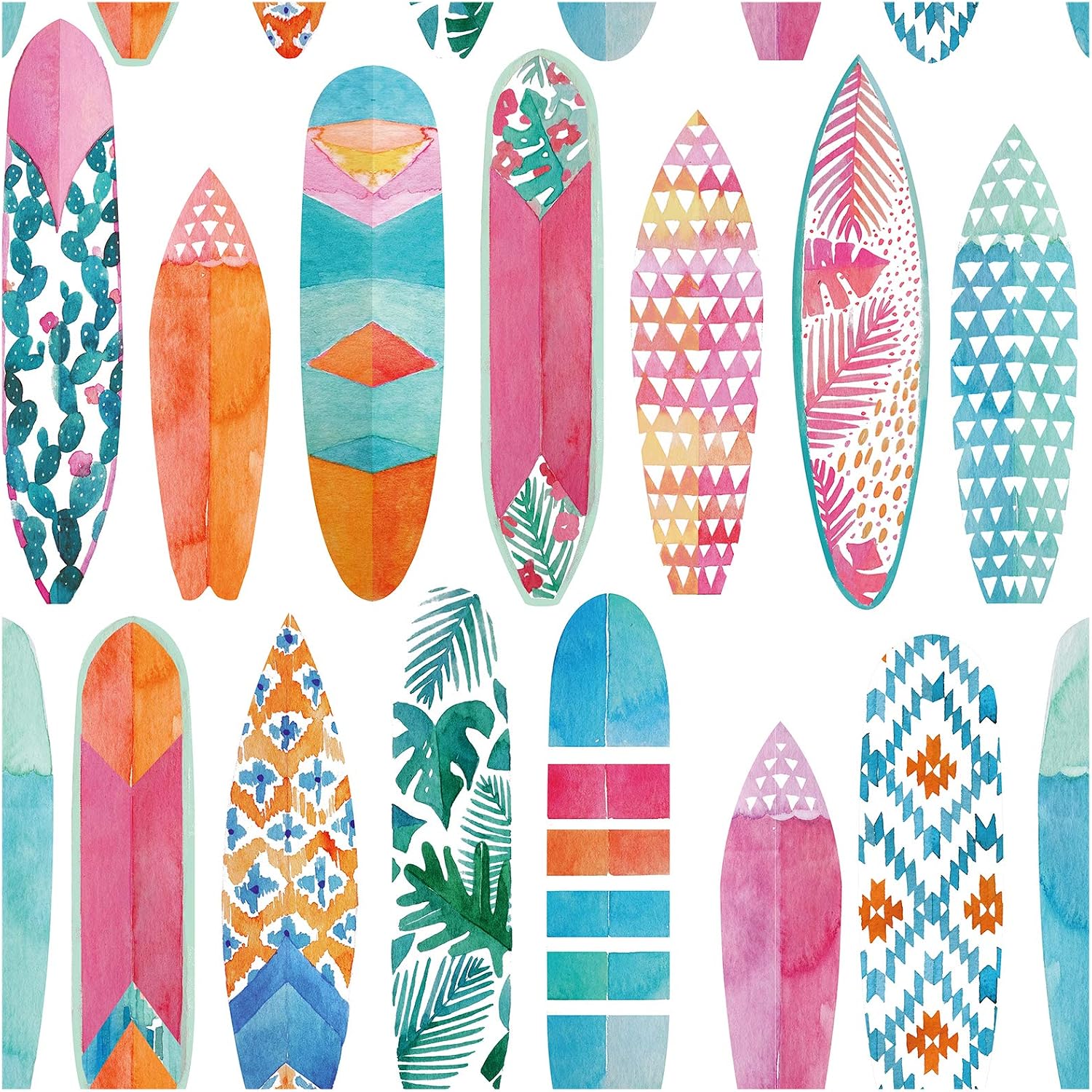 HAOKHOME Peel and Stick Surfboard Wallpaper Fancy Trellis White/Pink/Blue Removable Mural...