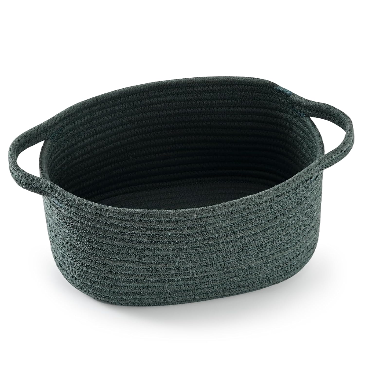 Happyiren Cute Woven Storage Basket with Handle – Hunter Green Empty Gift Burr Basket for...