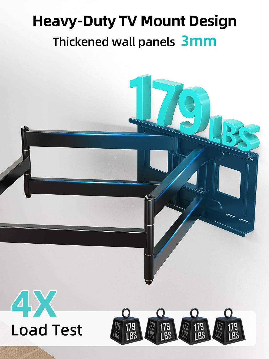 HCMOUNTING 40.9” Long Arm Full Motion TV Wall Mount for 42–95 Inch TVs up to 179 lbs... image