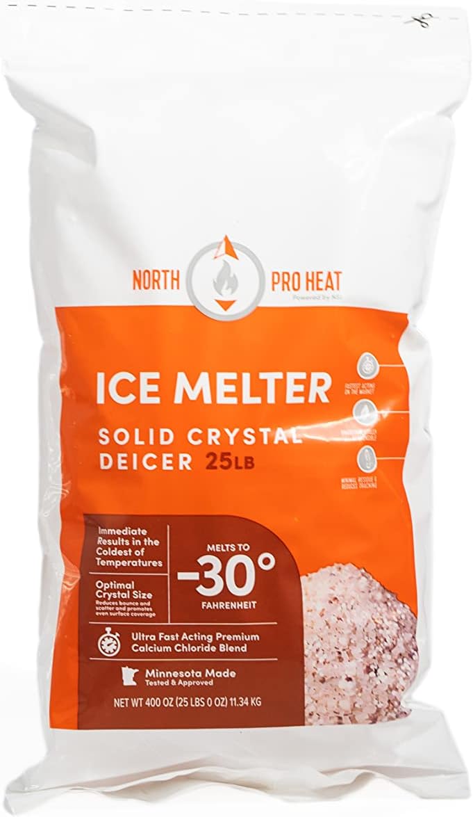 Heat Negative 30 Degree Melter Calcium Chloride Blend 25 lb Resealable Ice Melt Bag Fast...