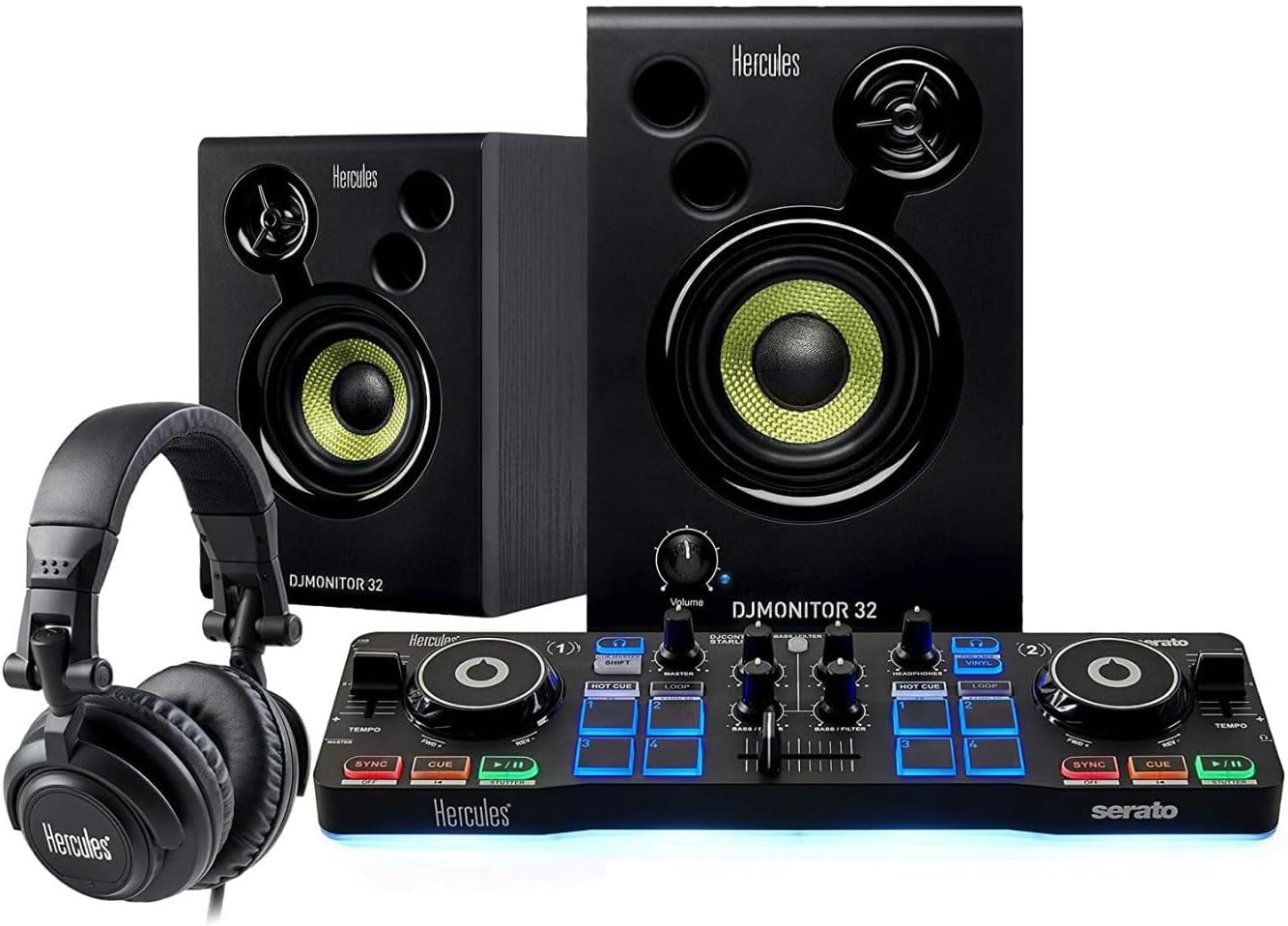 Hercules DJ Starter Kit | Starlight USB DJ Controller with Serato DJ Lite Software, 15-Watt...