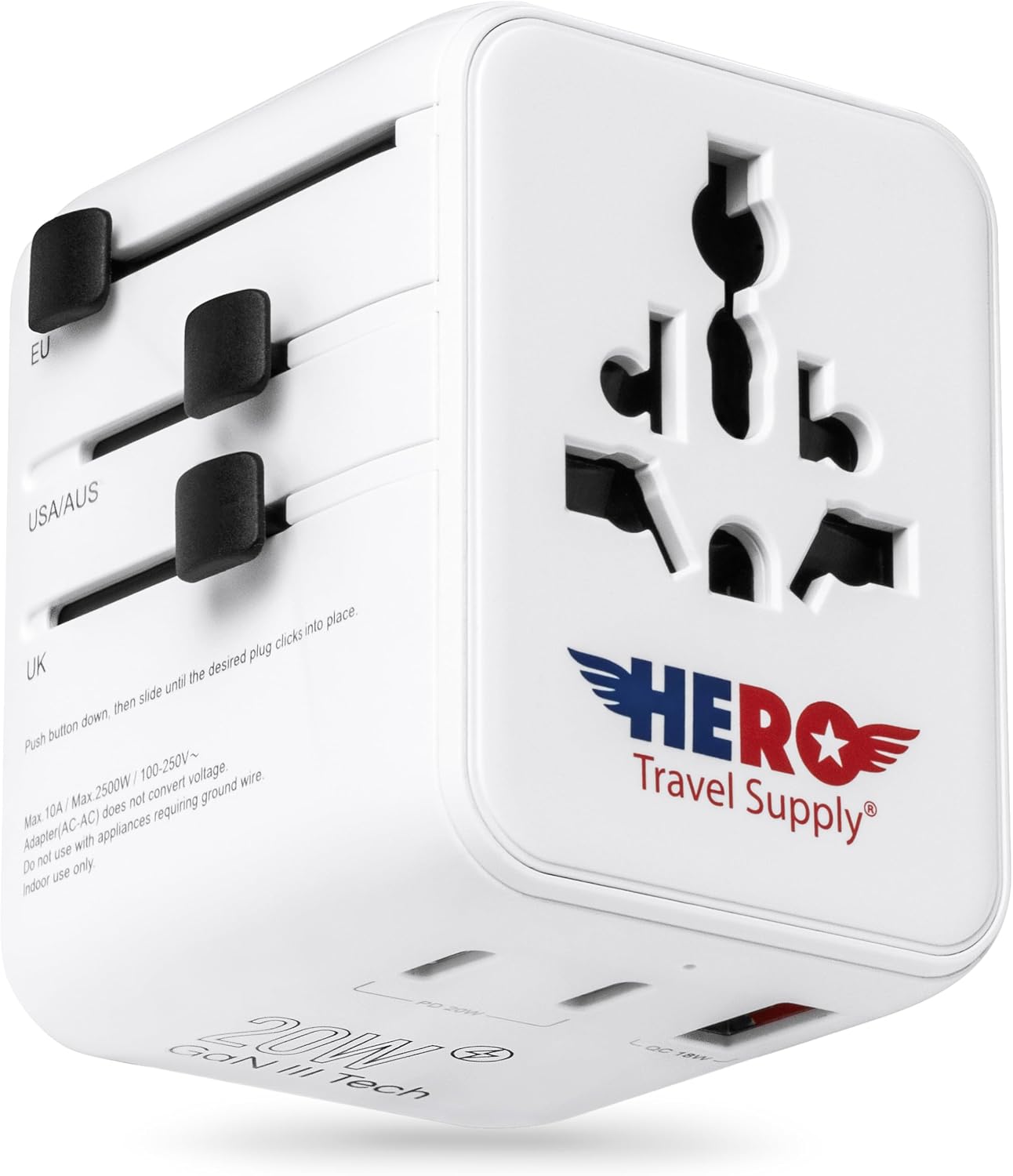 Hero International Travel Power Adapter – Universal Plug for Europe, UK, US, Asia, AUS...