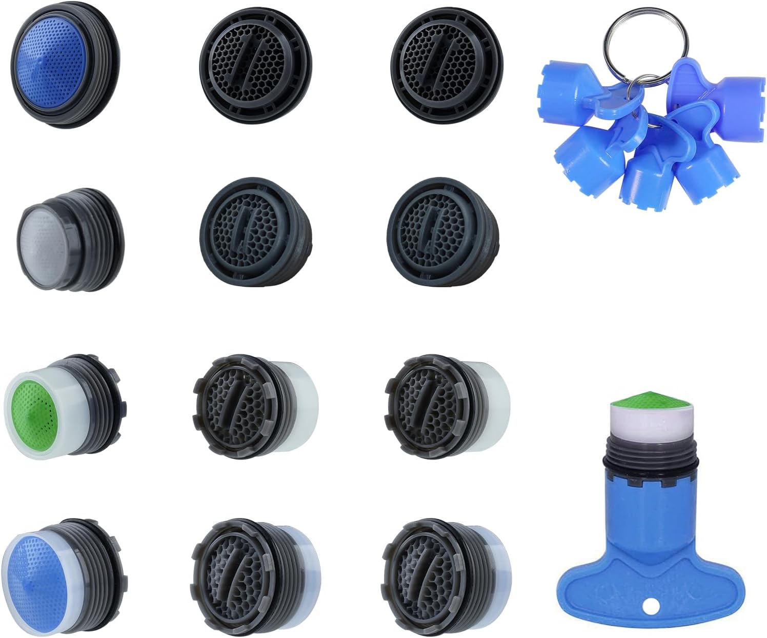 Hibbent 12 Pcs Faucet Aerator with 6 Pcs Faucet Aerator Key Removal Wrench Tool, Aerators...
