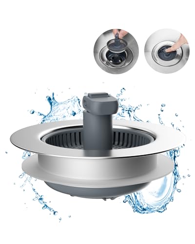 Hibbent Upgraded 3 in 1 Bathroom Sink Drain Strainer, Universal Pop Up Stopper with... image