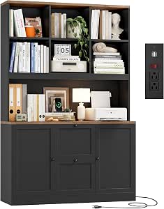 HIFIT 72'' Tall File Bookcase with Power Outlet & Printer Stand, 2 Drawer Filing Cabinets... image