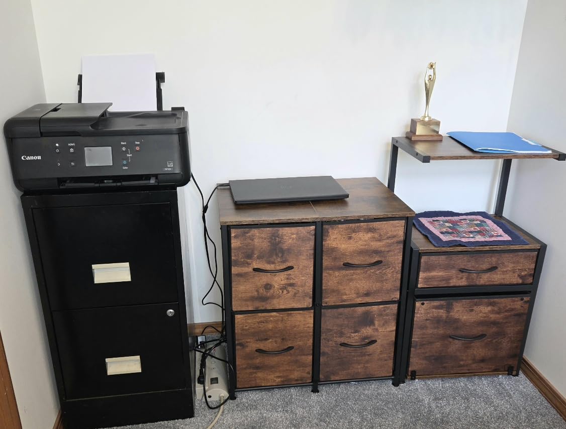 HIGDBFE 4 Drawer Lateral File Cabinet, Mobile Filing Cabinet for Large Printer, Home Office...
