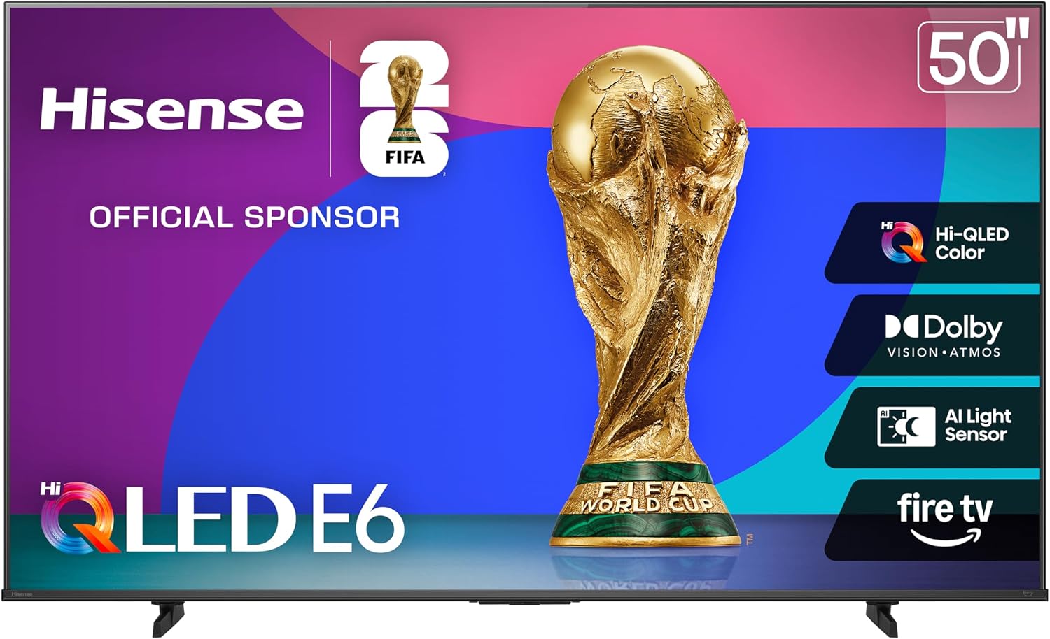 Hisense 50" E6 Cinema Series Hi-QLED 4K UHD Smart Fire TV (50E6QF) - AI Light Sensor, Dolby...