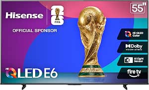 Hisense 55" E6 Cinema Series Hi-QLED 4K UHD Smart Fire TV (55E6QF) - AI Light Sensor, Dolby... image