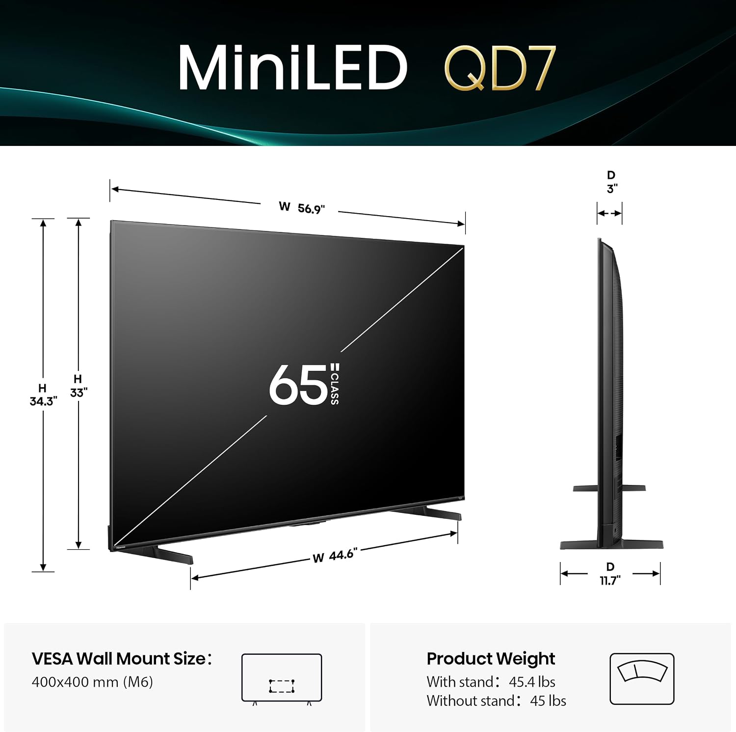 Hisense 65" Class QD7 Series Mini-LED 4K UHD Smart Fire TV (65QD7QF, 2025 Model) - QLED... image