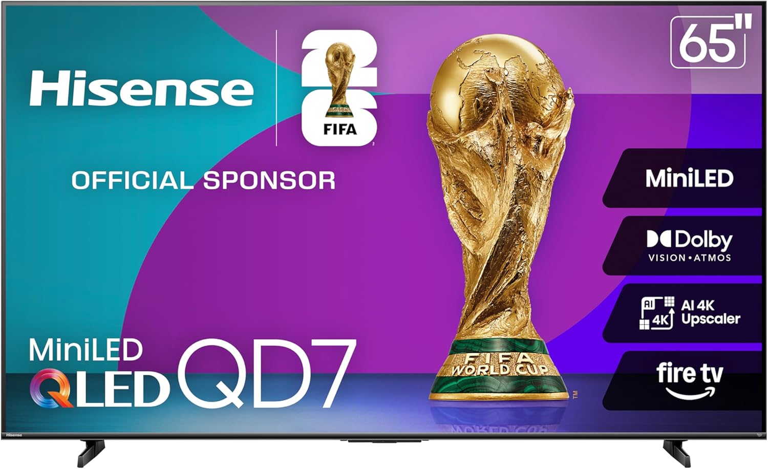 Hisense 65" Class QD7 Series Mini-LED 4K UHD Smart Fire TV (65QD7QF, 2025 Model) - QLED...