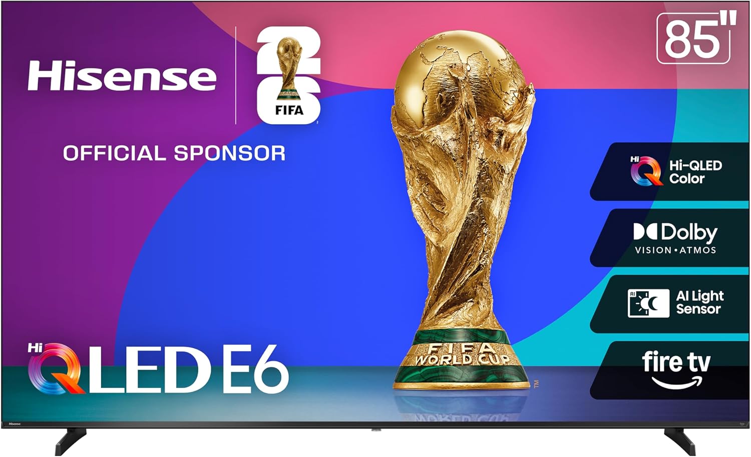 Hisense 85" E6 Cinema Series Hi-QLED 4K UHD Smart Fire TV (85E6QF, 2025 Model) - AI Light...