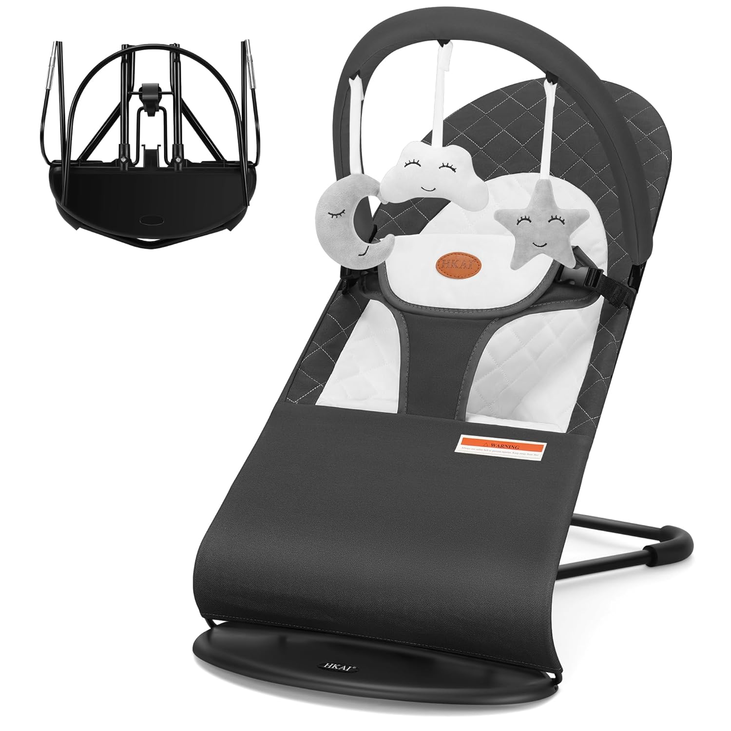 HKAI Baby Bouncer, Portable Baby Bouncer Seat for Babies 0-18 Months, 100% Cotton Fabrics, 3...