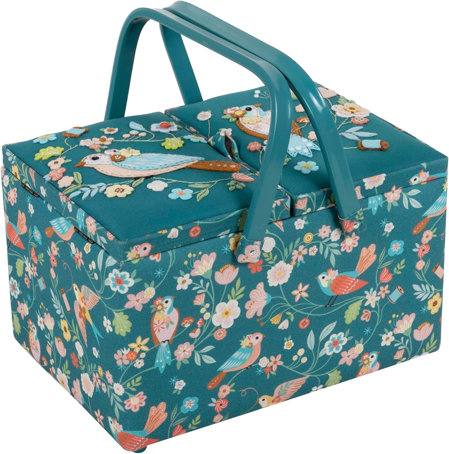 Hobby Gift Large Twin Lid Sewing Box Craft Storage Box with Handle Internal Tray Pin Cushion...