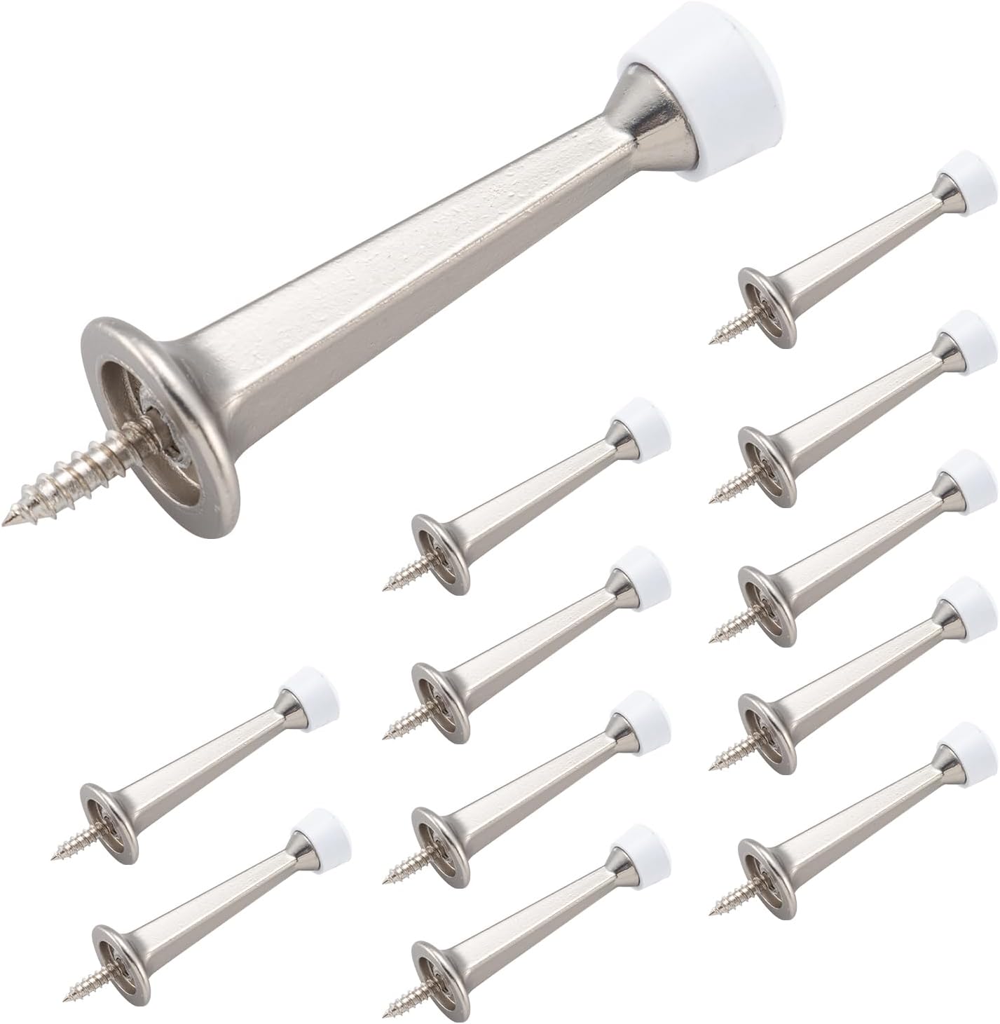 HOME MASTER HARDWARE Heavy Duty Solid Door Stopper - 12 Pack Screw-in Rigid Doorstop, Satin...