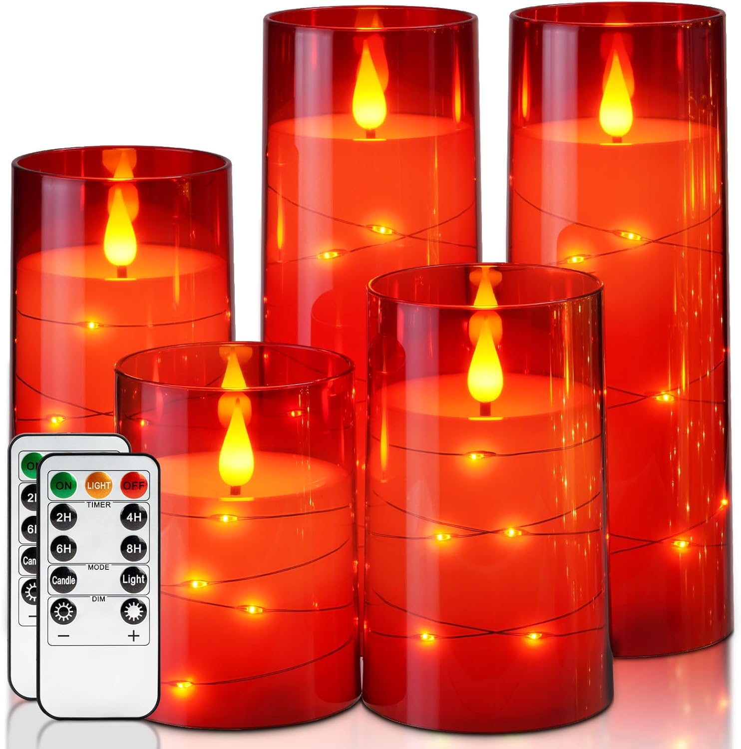 Homemory Acrylic Flameless Candles with Embedded Star String Fairy Lights, Battery Operated...