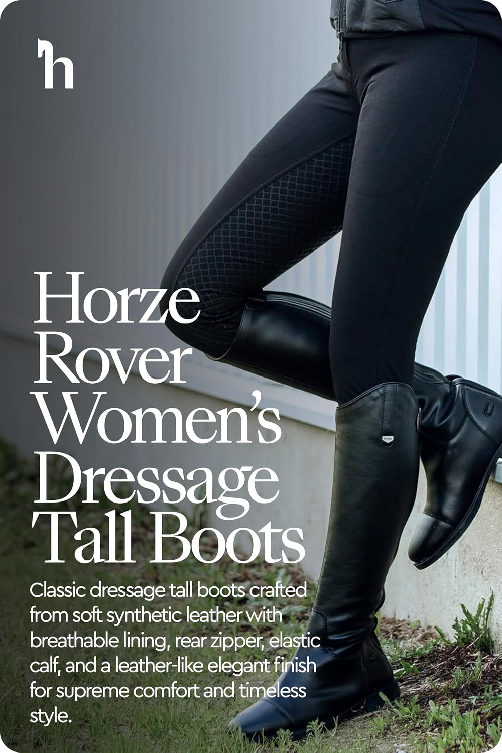 HORZE Rover Women's Synthetic Leather Dressage Tall Riding Boots | All-Weather... image