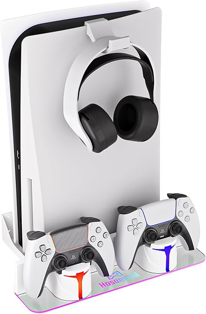 Hosanwell PS5 Wall Mount Kit with Charging Station, Compatible with PlayStation 5/Slim/Pro...
