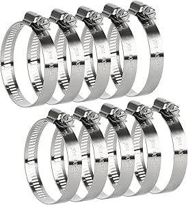 Hose Clamp, 10 Pieces 2.5 Inch Stainless Steel Hose Clamps for 1 1/2 Inch to 2 1/2 Inch Hose...
