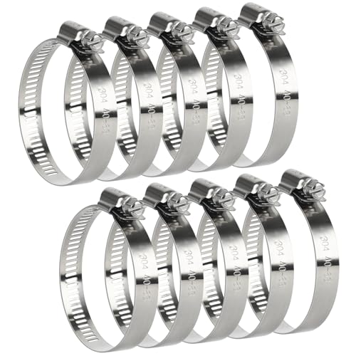 Hose Clamp, 10 Pieces 2.5 Inch Stainless Steel Hose Clamps for 1 1/2 Inch to 2 1/2 Inch Hose... image