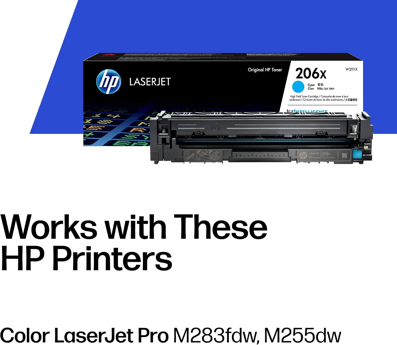 HP 206X Cyan High-Yield Toner Cartridge | Works with Color LaserJet Pro M255,MFP M282,M283...