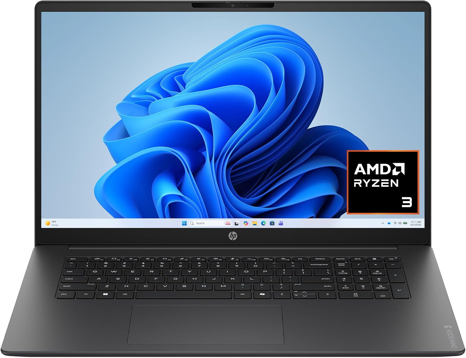 HP OmniBook 3 17.3 inch Laptop PC, FHD Display, AMD Ryzen 3 30, 8 GB RAM, 512 GB SSD, AMD...