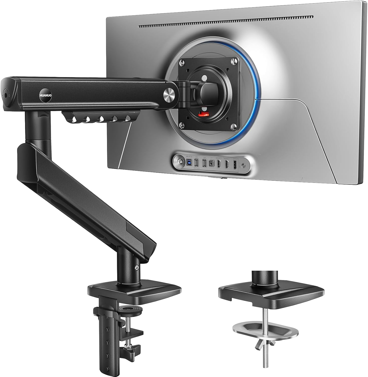 HUANUO FlowLift™ Pro Monitor Arm for 13–32" Screens, MechaSpring Monitor Mount...