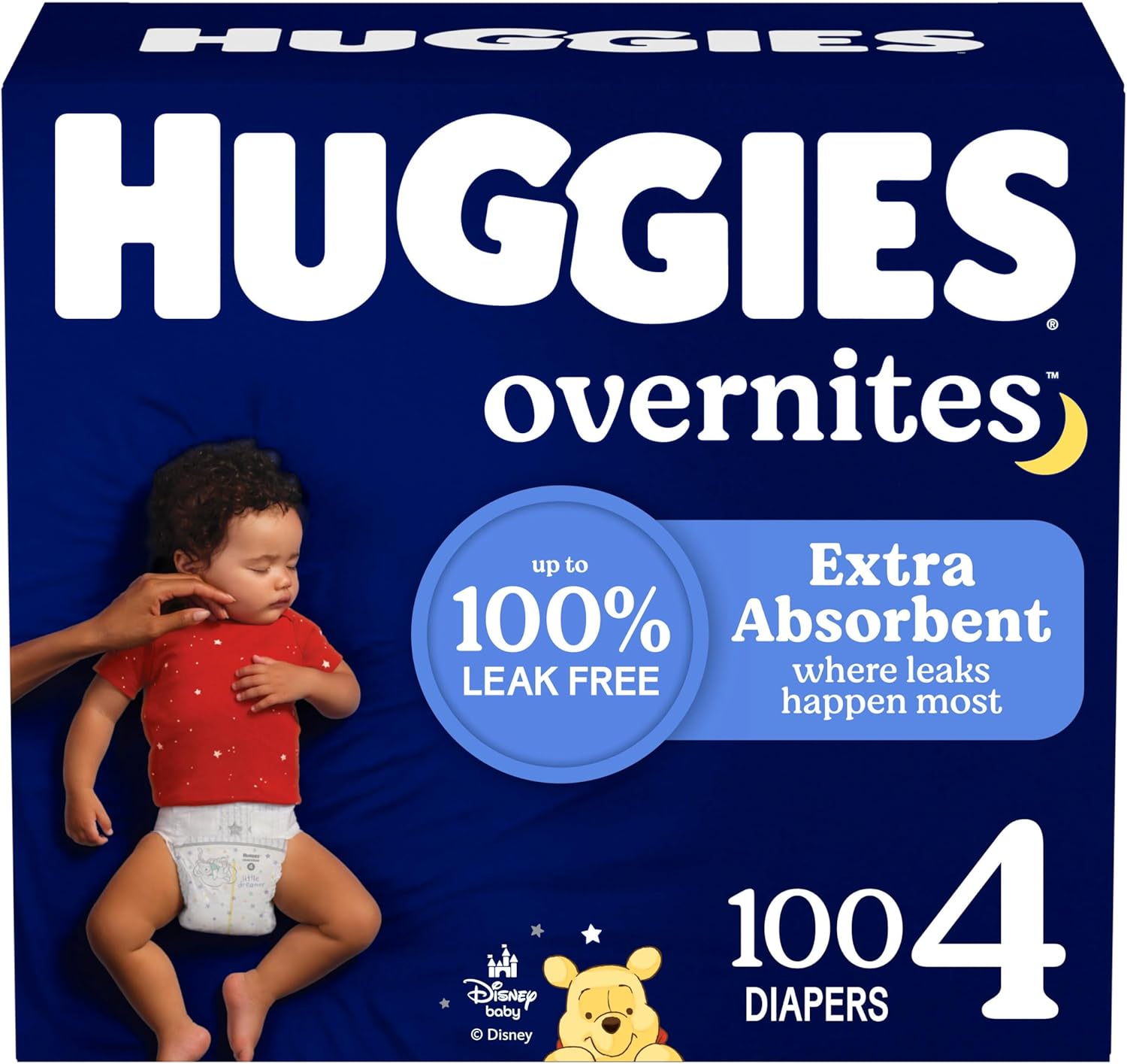 Huggies Size 4 Overnites Baby Diapers: Overnight Diapers, Size 4 (22-37 lbs), 100 Ct...