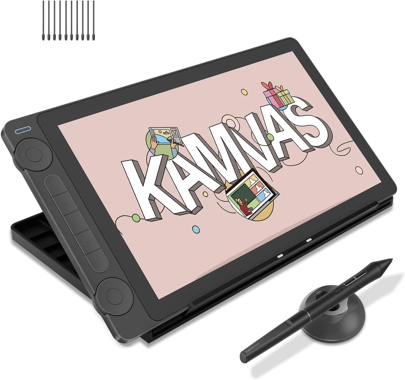 HUION Kamvas 13 (Gen 3) Drawing Tablet with Screen and 10 Pack Upgraded Replacement Felt...