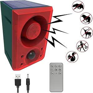HULPPRE Solar Outdoor Motion Sensor Alarm-Dog Barking and Gunshot Sound,Support...