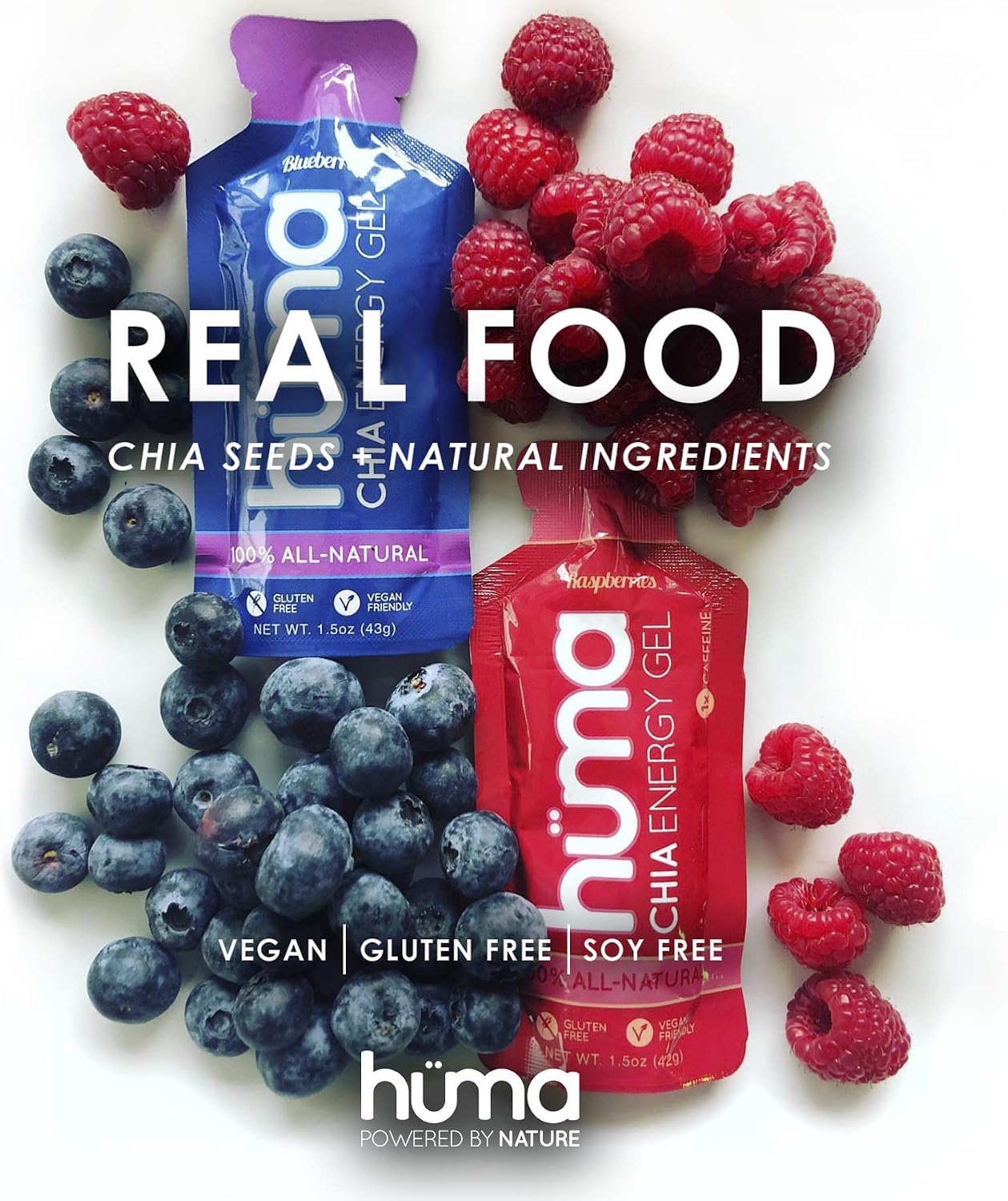 Huma Chia Energy Gel, Variety, 12 Gels | Real Food, Stomach Friendly Energy Gels image