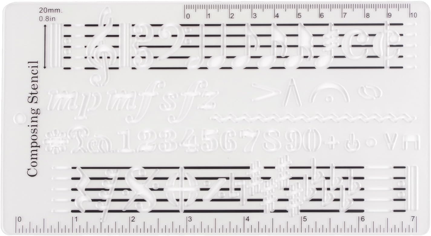 HXBER Composer Template Sheet Music Drawing Sheet Ruler Dual Scales Curve Ruler PP...