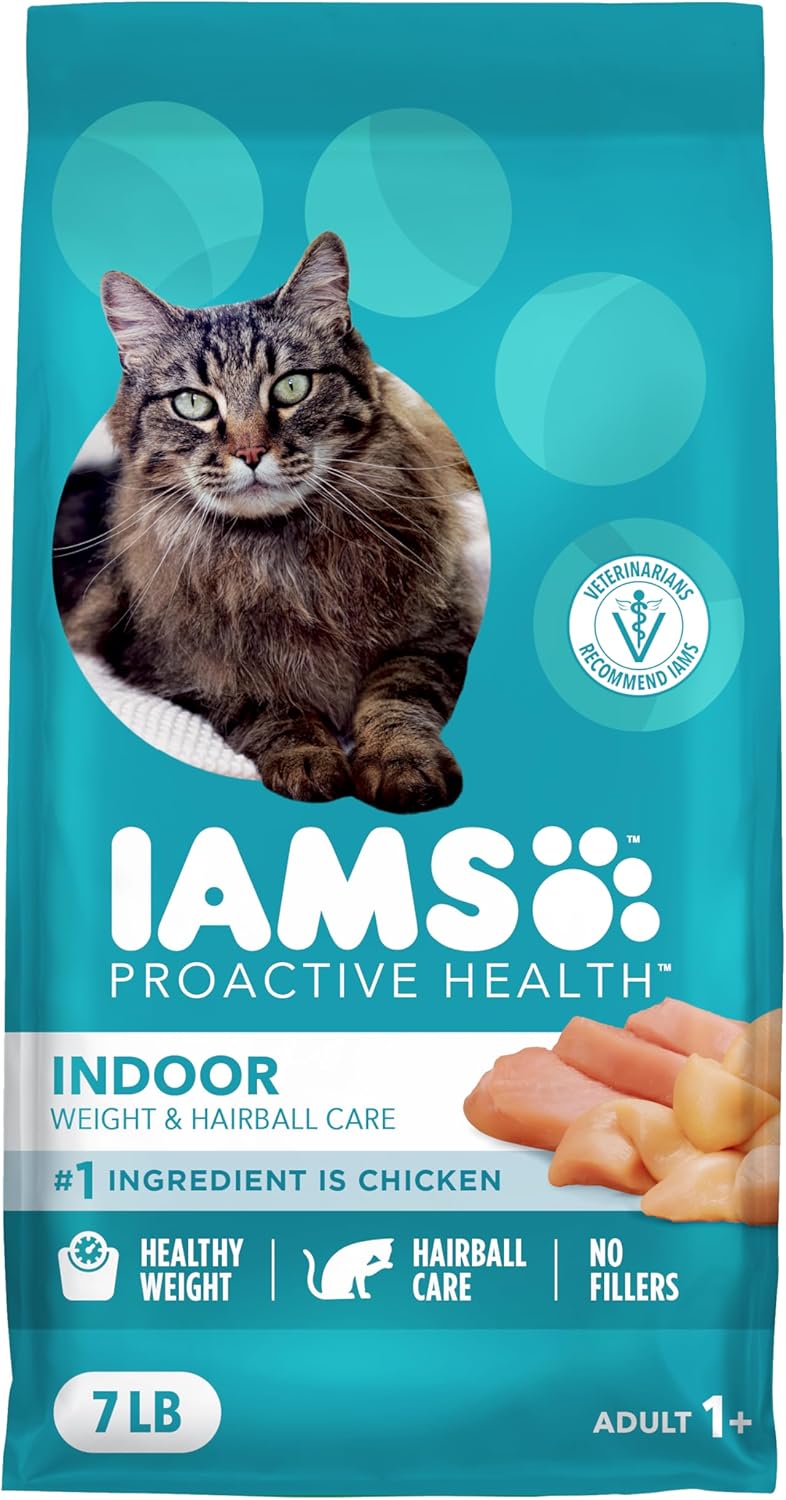 IAMS Proactive Health Dry Cat Food, Indoor Weight and Hairball Care Cat Food Dry Recipe...