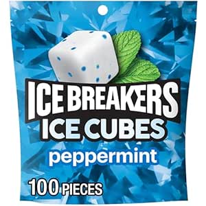 ICE BREAKERS Ice Cubes Peppermint Sugar Free Chewing Gum Pouch, 8.11 oz (100 Pieces)