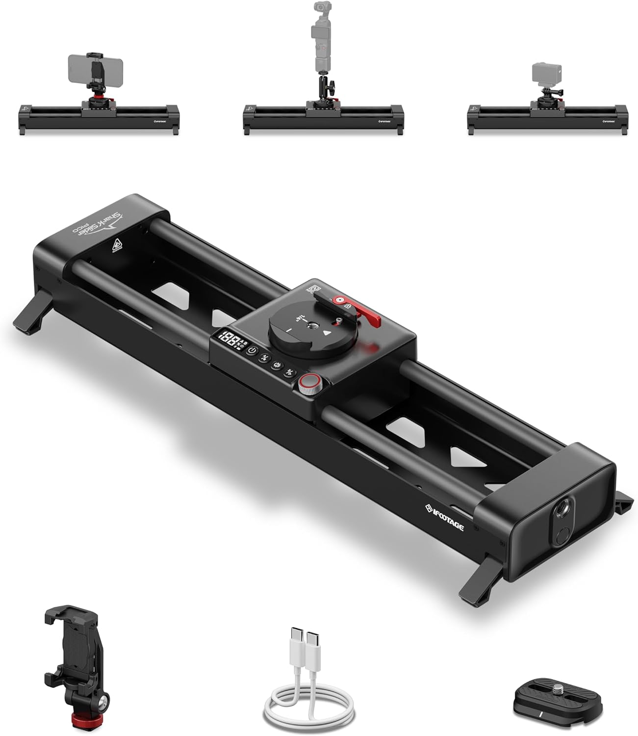 IFOOTAGE Shark Slider Pico Motorized Mini Slider, 15.7'' 2-Axis Phone Dolly Track Slider...