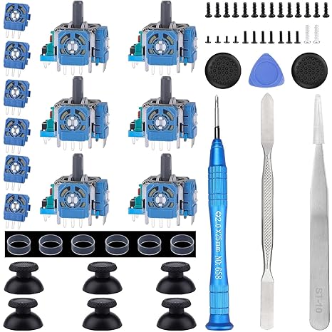 IKPEK 6 Pack Analog 3D Joysticks Replacement for PS5 Controller, Joysticks Part with Repair...