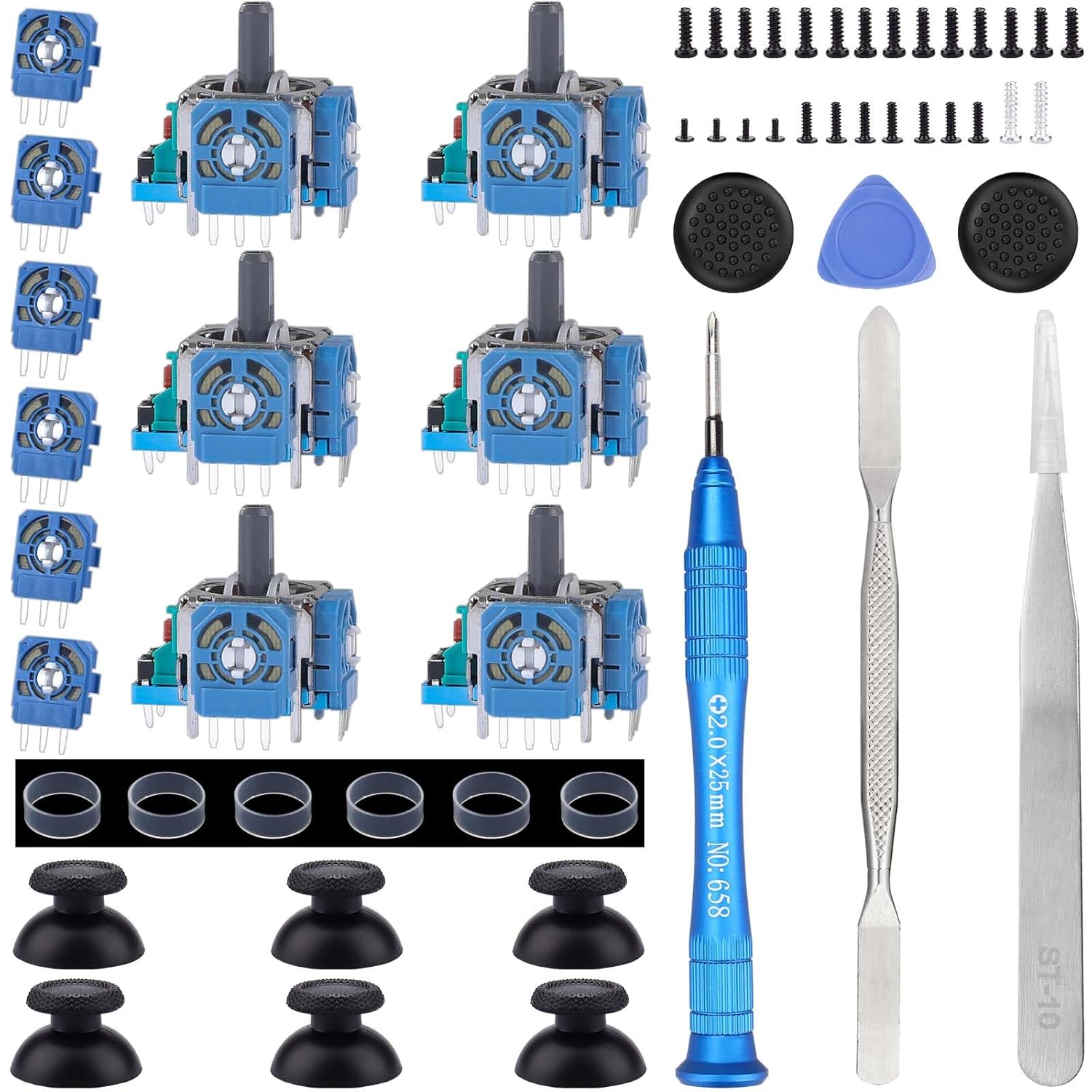 IKPEK 6 Pack Analog 3D Joysticks Replacement for PS5 Controller, Joysticks Part with Repair... image