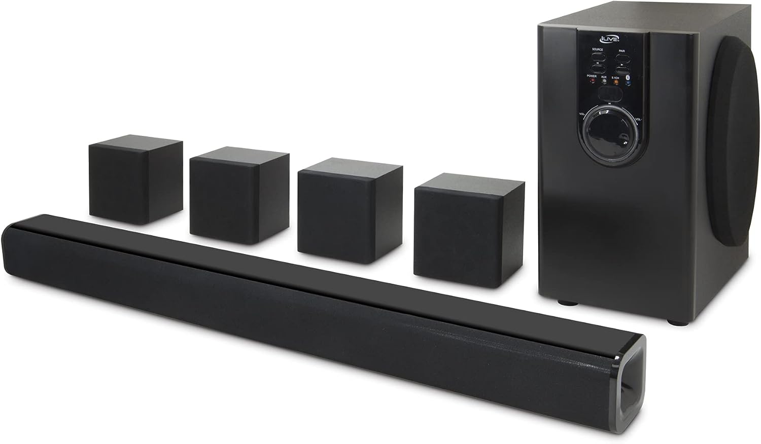 iLive Electronics 5.1 Home Theater System with Bluetooth, 6 Surround Speakers, Wall...