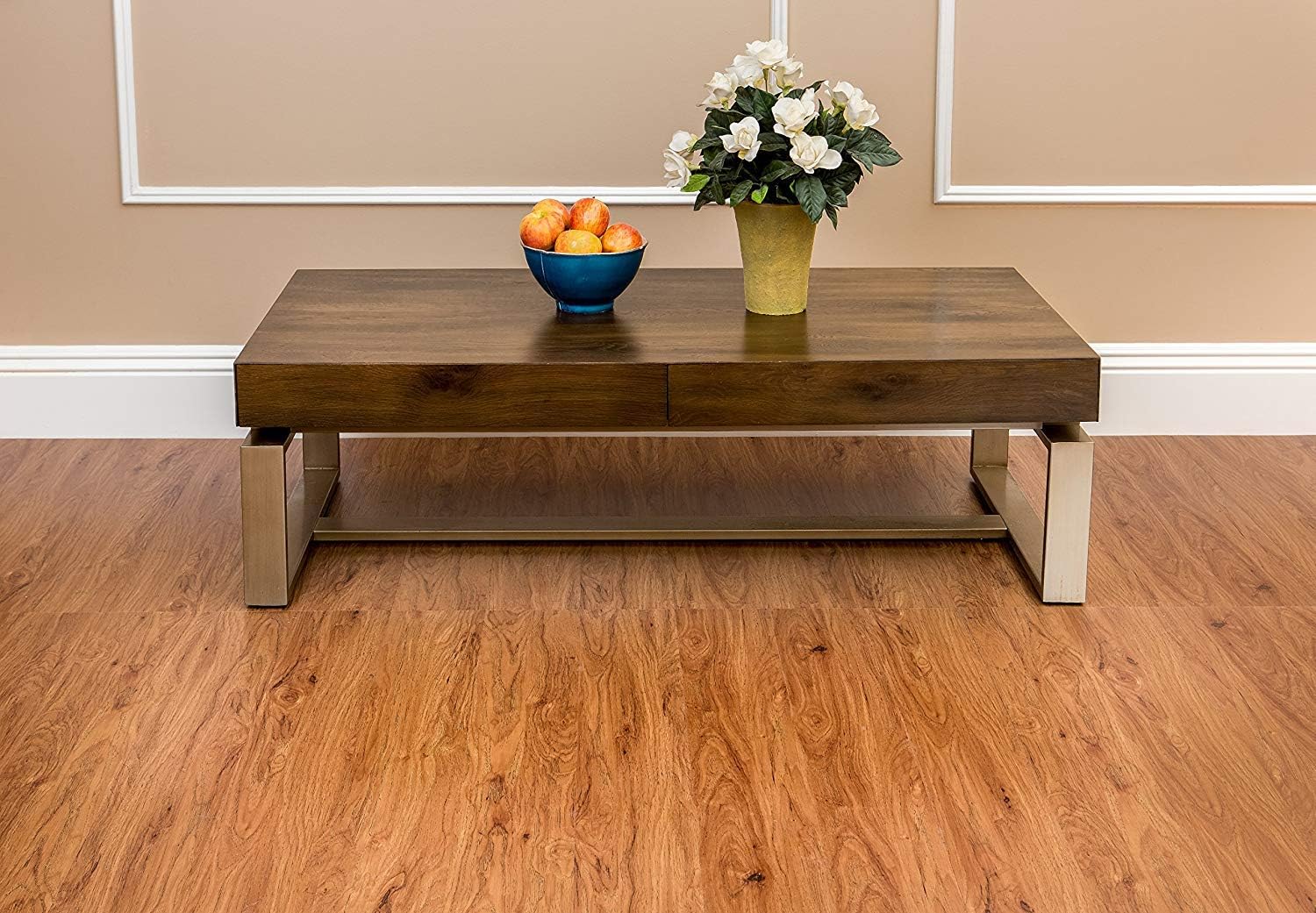 Tivoli II Self Adhesive Vinyl Floor Planks, 10 Pack - 6" x 36", Medium Oak - Peel & Stick...