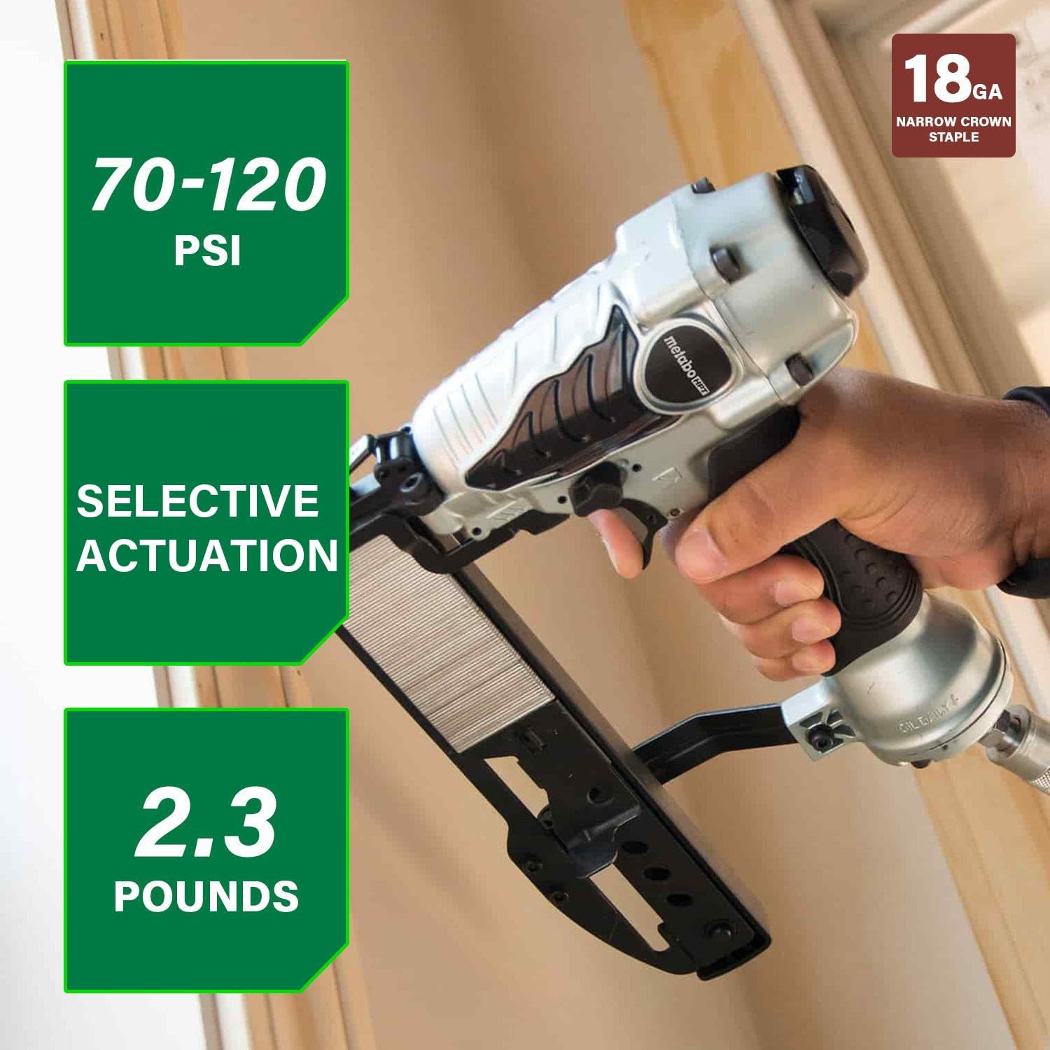 Metabo HPT Narrow Crown Stapler, Pro-Preferred Pneumatic Power Nailers, Finish Stapler for...