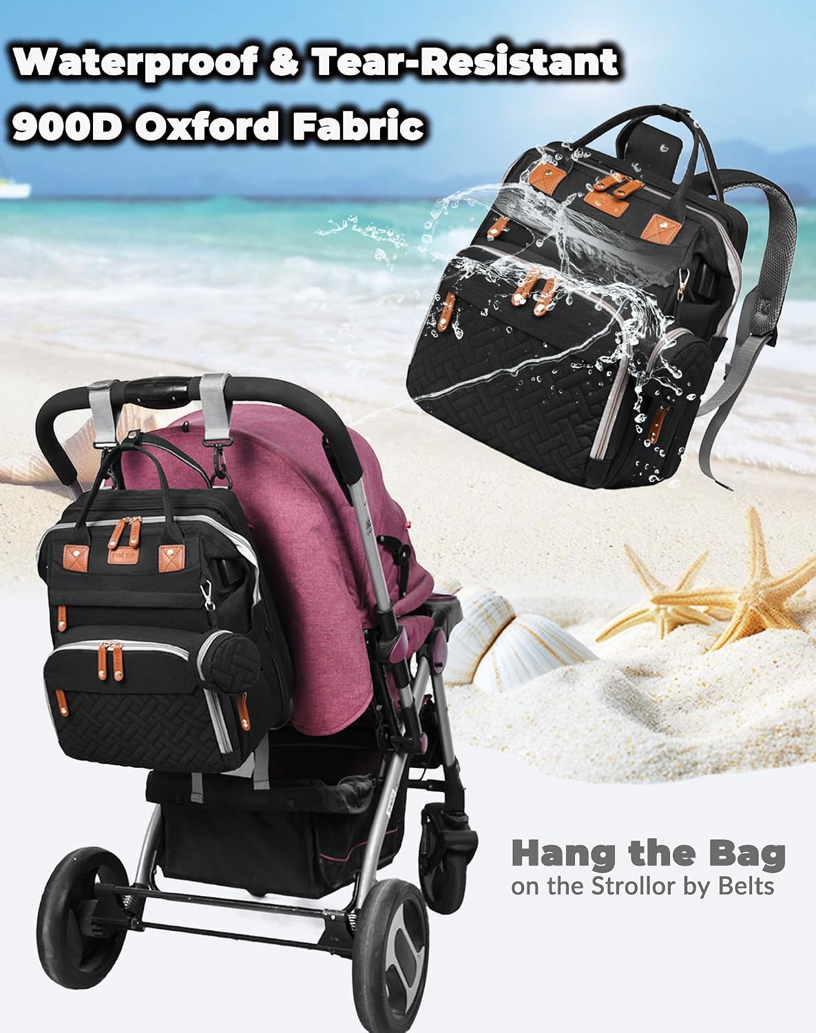 Astro alan Baby Diaper Bag with Changing Station, Waterproof Diaper Bag Backpack for Moms...