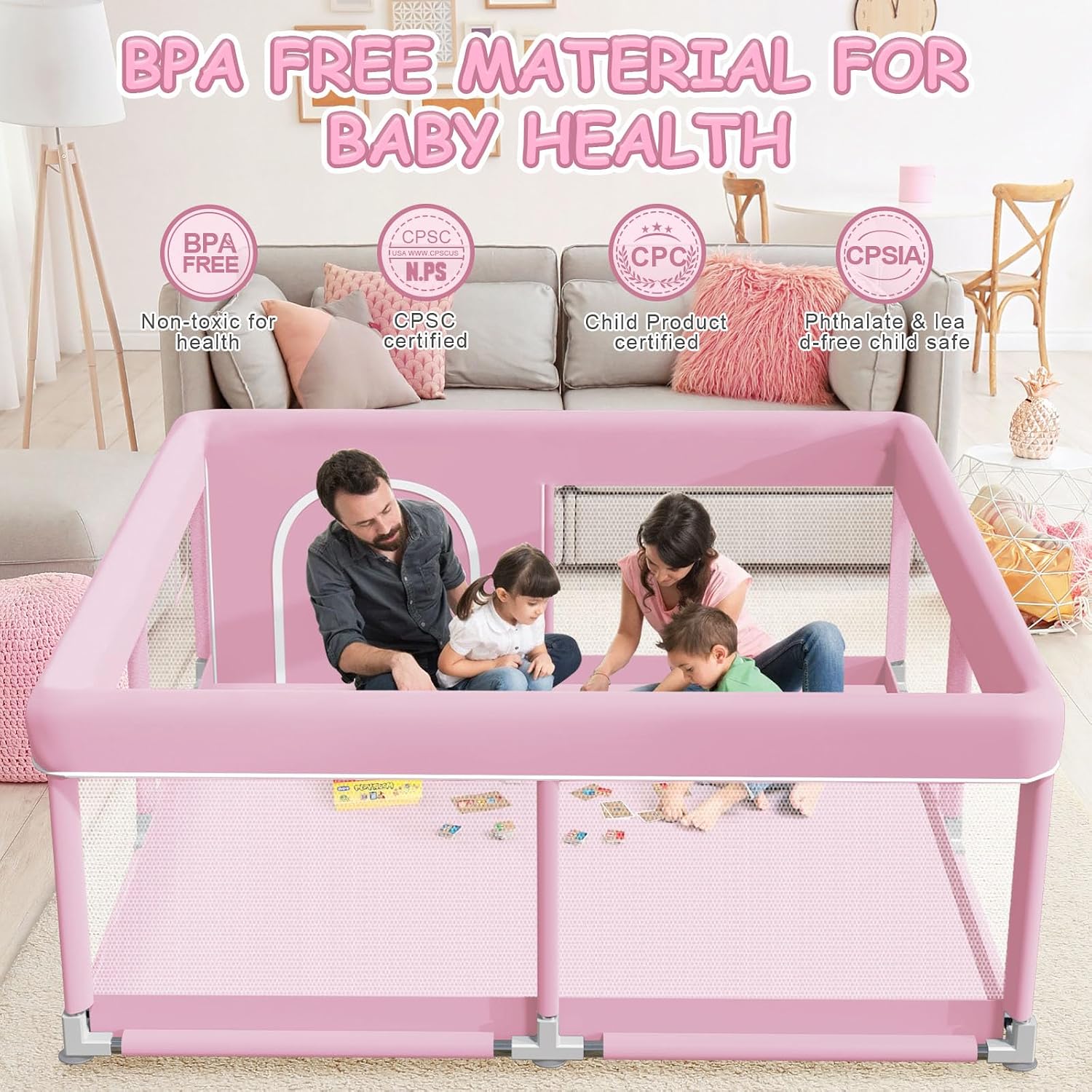 XVISHX Baby Playpen 50 x 50 Inch Play Pen Playards, Playpen for Babies and Toddlers, Baby...