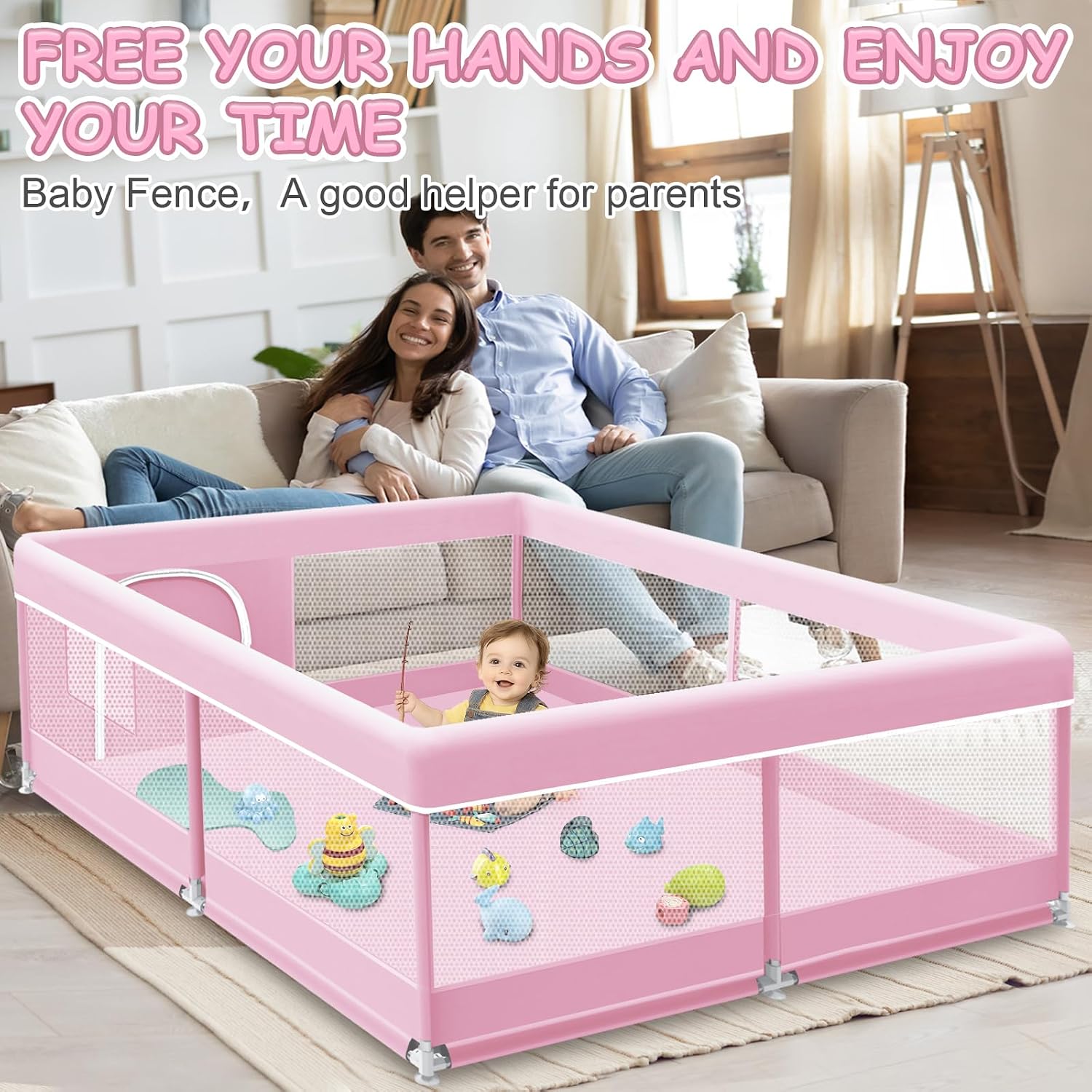 XVISHX Baby Playpen 50 x 50 Inch Play Pen Playards, Playpen for Babies and Toddlers, Baby... image
