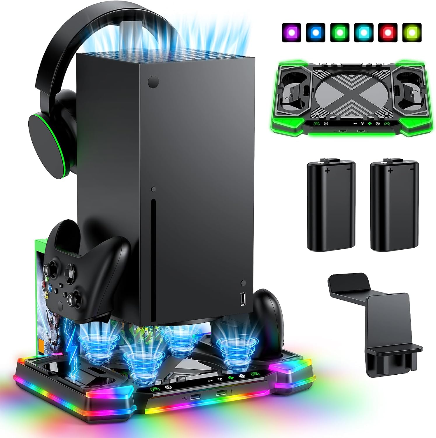 MENEEA Upgraded Charger-Stand Cooling-Fan for Xbox Series X, Dual Wireless Charger Dock...