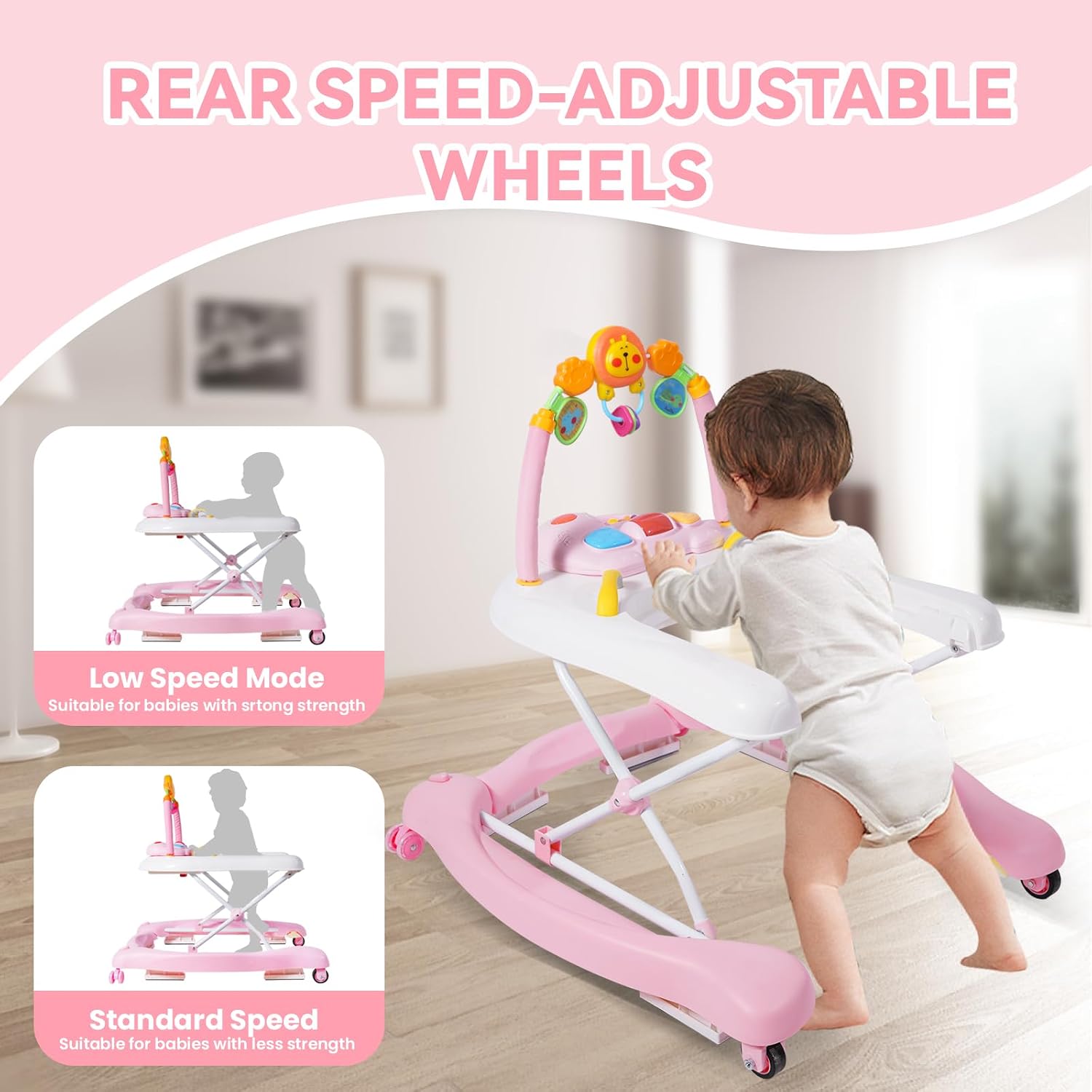 Baby Walker, 5 in 1 Baby Walkers for Boys Girls 6-12 Months, Foldable Walkers for Babies...