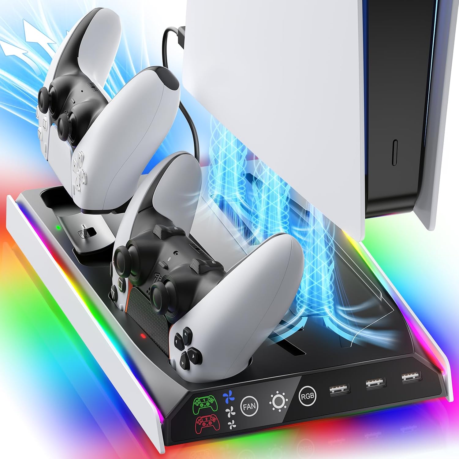 Fenolical PS5/PS5 Slim/Pro Stand with Adjustable Cooling Fan, PS5 Cooling Stand for PS5/PS5...