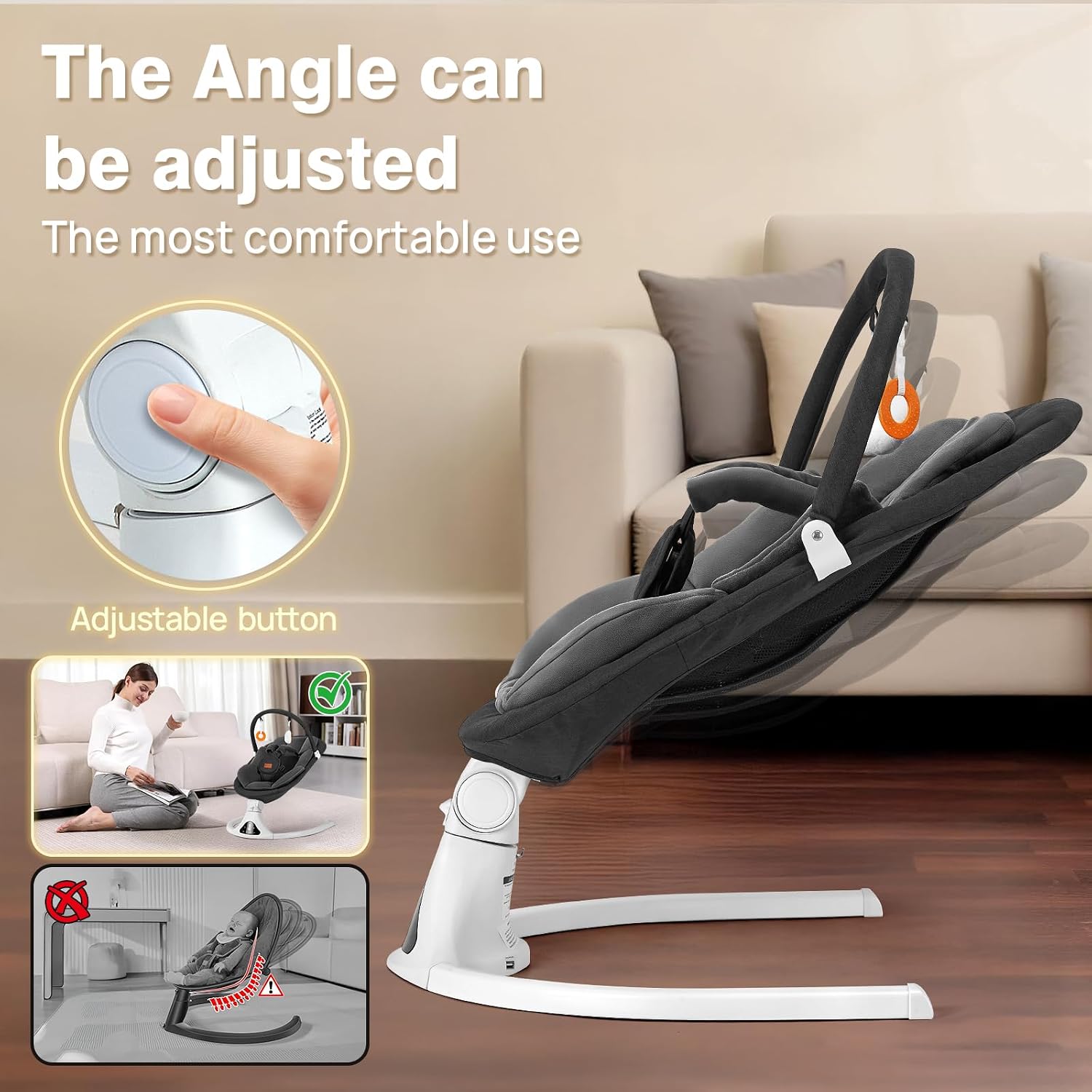 Baby Swing, Electric Infant Swing with Remote Control, 5 Speed Adjustable, Machine Washable...